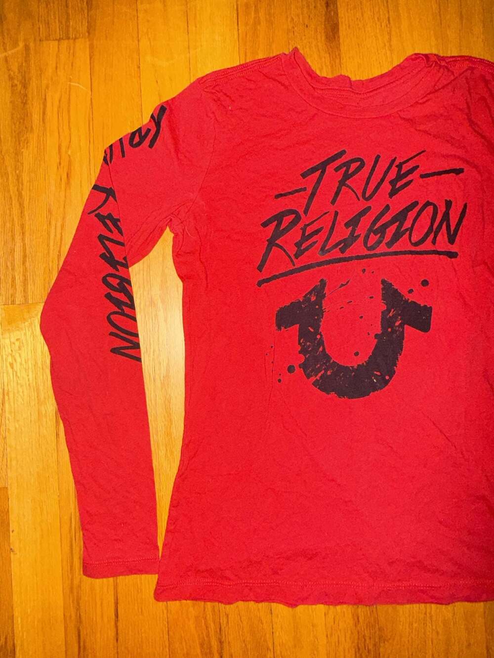 True Religion Men's Authentic Red Long Sleeve T-Shirt Size S
